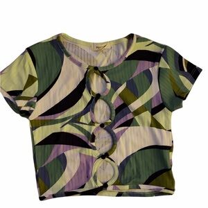 Paper Tee Multicolor Abstract Crop Top